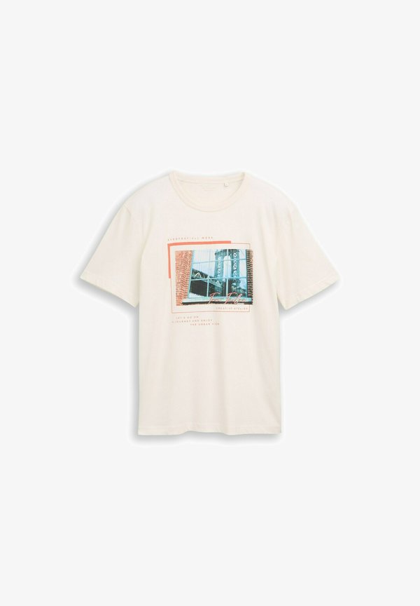 TOM TAILOR MIT FOTOPRINT - Print T-shirt - gardenia white