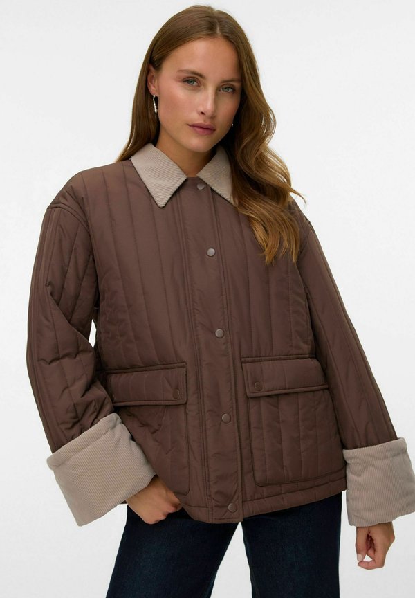 Vero Moda Quilted AWSISSY Quilted - Light jacket - chocolate brown