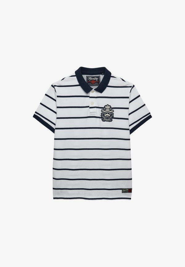 Superdry & Co CREST STRIPE - Polo shirt - optic navy stripe