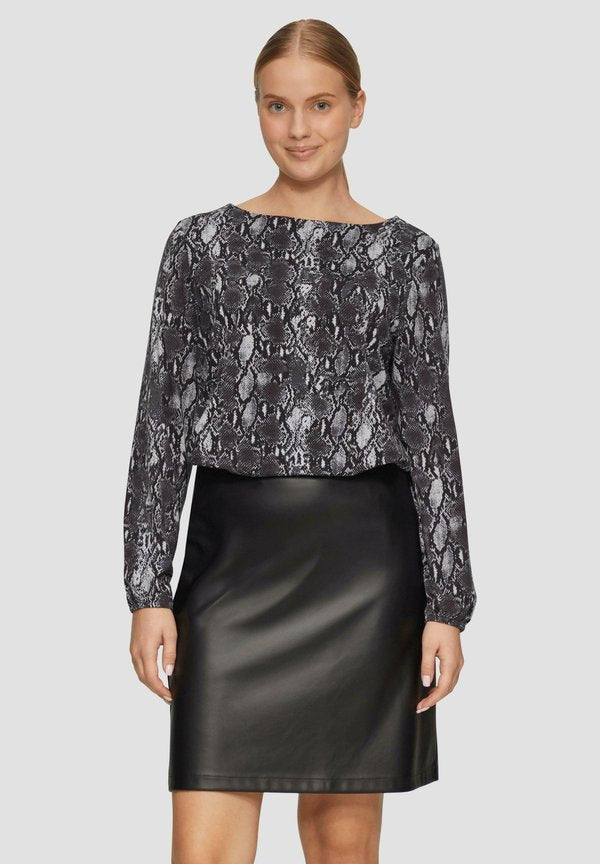s.Oliver GEMUSTERTES - Long sleeved top - dunkelgrau