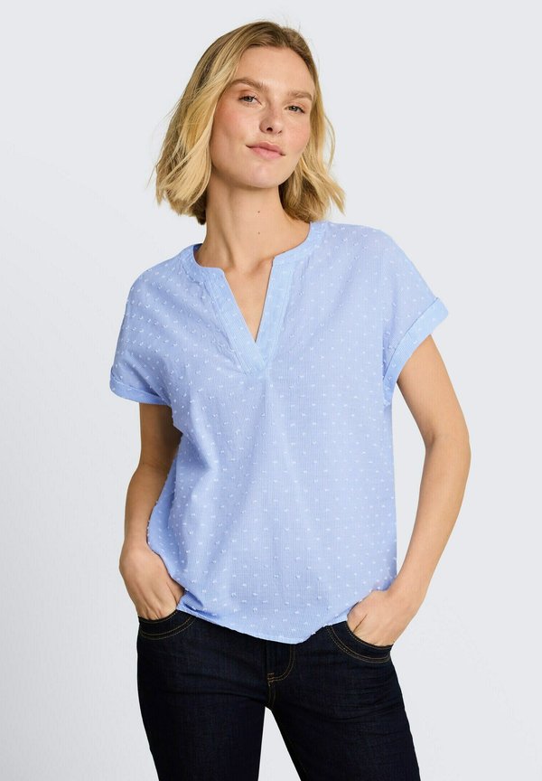 TOM TAILOR TOM TAILOR BLUSEN & SHIRTS LOOSE FIT BLUSE MIT STICKEREI - Blouse - kentucky blue dobby stripe