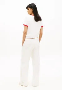 Tommy Jeans BRODERIE ANGLAISE DRAWSTRING TROUSERS WITH LINEN - Trousers - ancient white