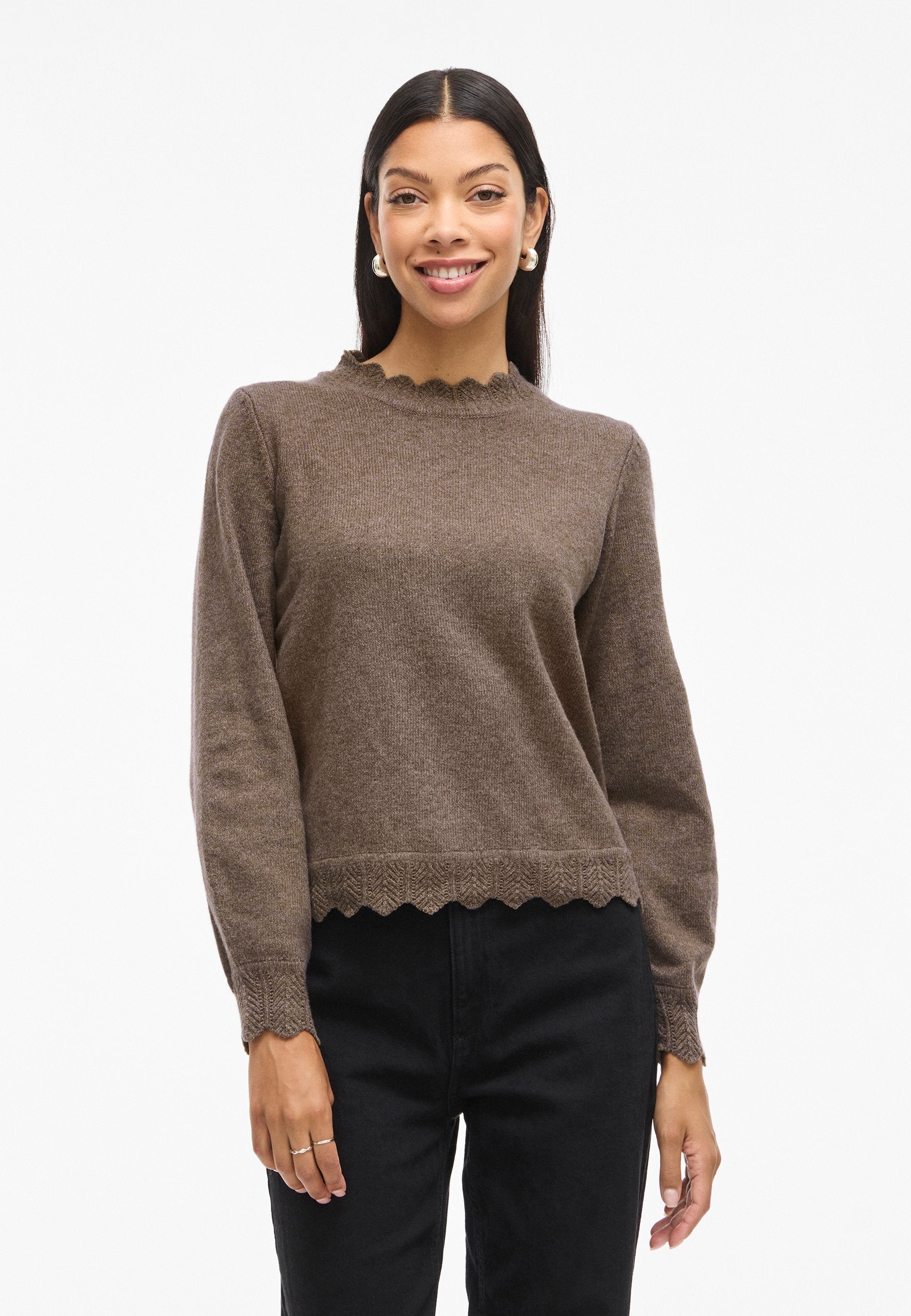VILA VINIKOLINA O-NECK L/S KNIT TOP - NOOS