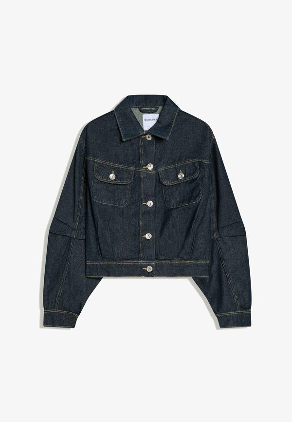 Bershka CROPPED BALLOON DENIM JACKET 00888180 - Denim jacket - royal blue