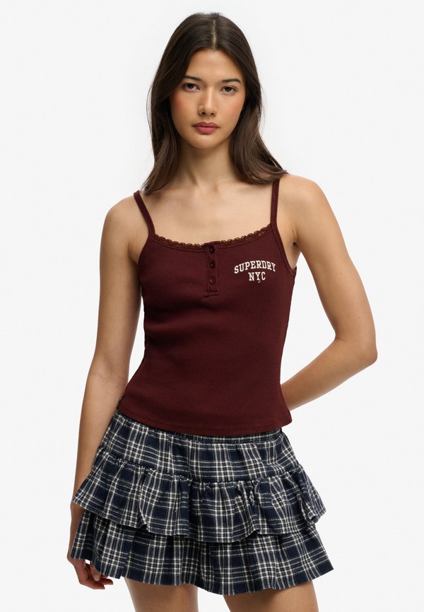 Superdry & Co ATHLETIC ESSENTIALS EMBROIDERED BUTTON CAMI - Top - port red