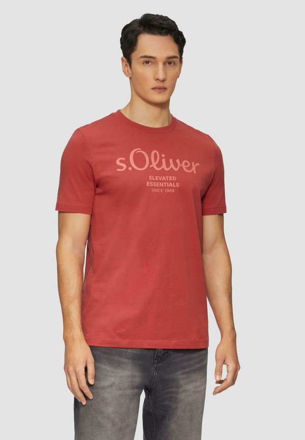 s.Oliver KURZARM - Print T-shirt - mohnrot