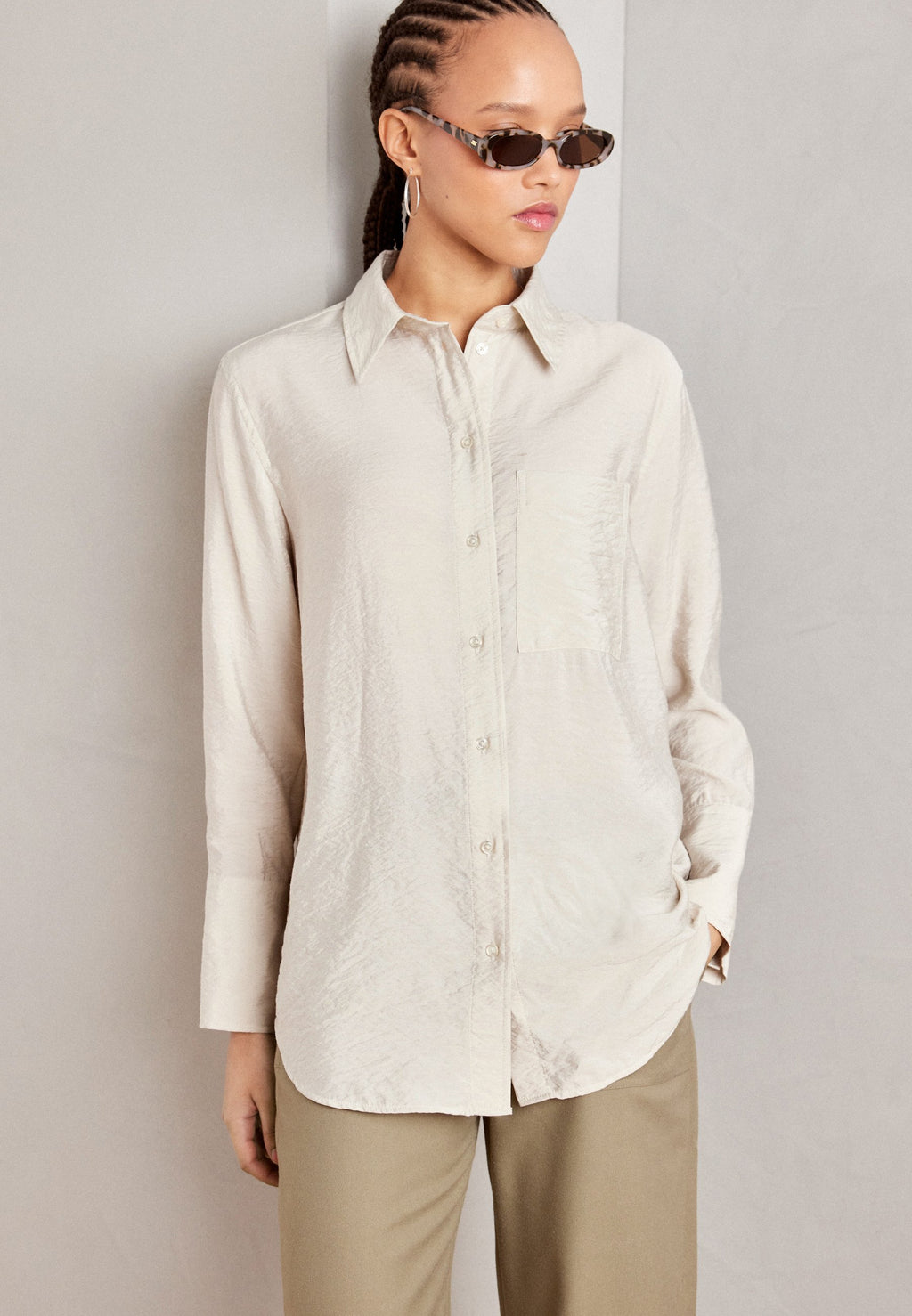 Marc O'Polo LONG SLEEVE KENT COLLAR CHEST POCKET SOLID