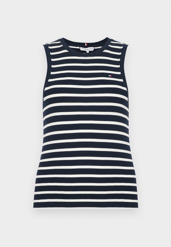 Tommy Hilfiger SLIM CREW NECK TANK TOP - Top - bretone dark night / ecru
