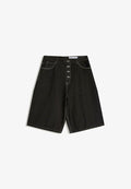Bershka BARREL - BERMUDA JEANS - Denim shorts - black