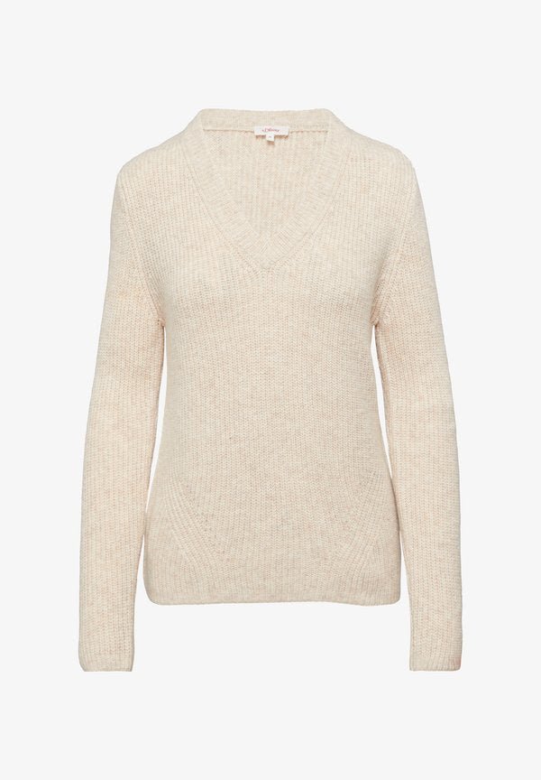 s.Oliver MIT V NECK - Jumper - beige