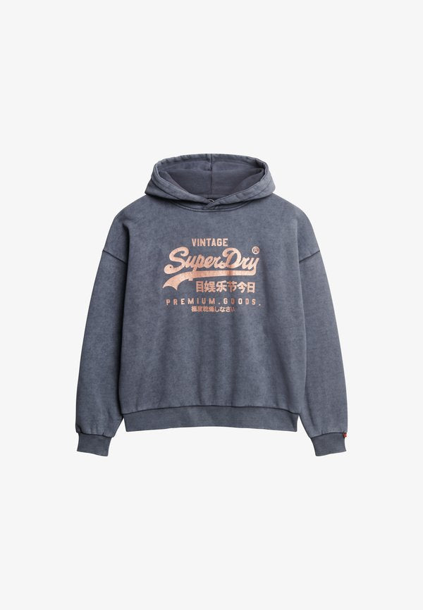 Superdry & Co VINTAGE LOGO METALLIC RELAXED - Hoodie - heavy backstage black