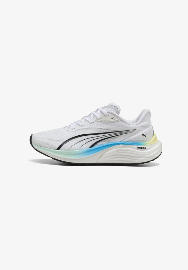 Puma ELECTRIFY NITRO 4 WN - Trail running shoes - white/mint melt/speed blue