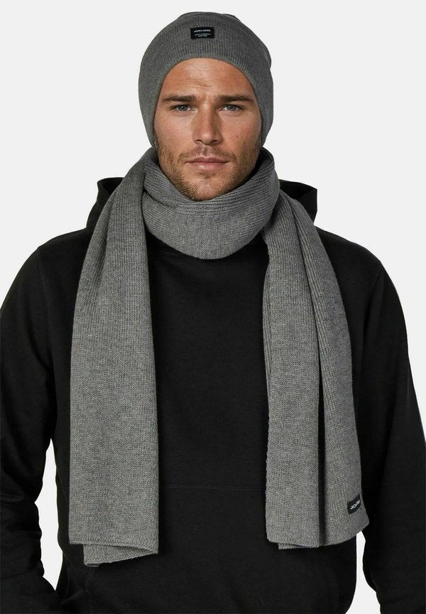 Jack & Jones BOCHUM 2 IN 1 AND SET - Scarf - grey melange pack