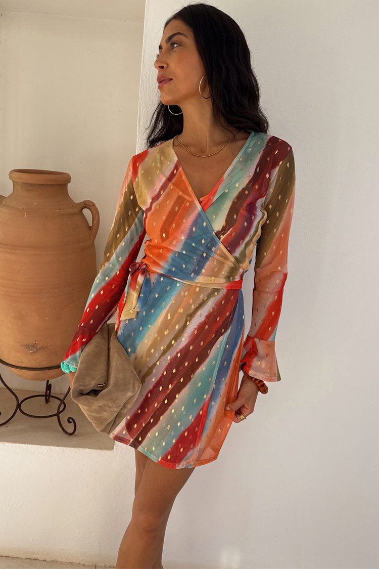 Never Fully Dressed SUNSET MINI WRAP DRESS