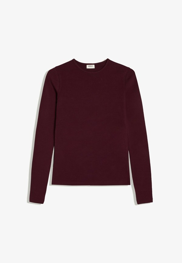 Bershka LONG SLEEVE ROUND NECK - T-SHIRT - Long sleeved top - dark red