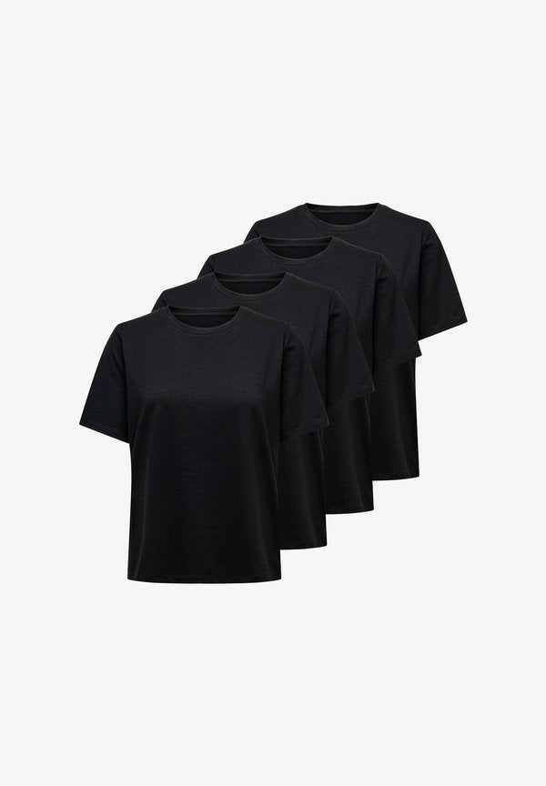 ONLY 4ER PACK - Basic T-shirt - schwarz