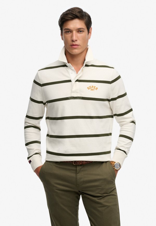 Superdry & Co SUPERDRY VINTAGE ATHLETIC STRIPE RUGBY TOP.. - Polo shirt - athletic white stripe