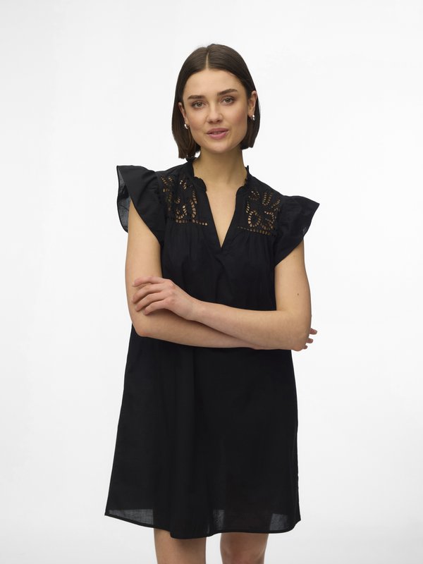 Vero Moda VMLINE SS SHORT DRESS WVN NOOS - Day dress - black