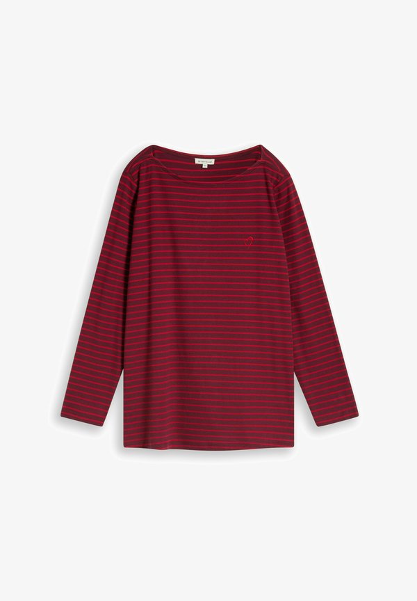 TOM TAILOR T-SHIRT STRIPED BOATNECK - Long sleeved top - preppy plum red stripe