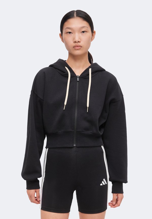 adidas Sportswear ESSENTIALS CONTEMPORARY  FULL ZIP HOODED JACKET - Zip-up sweatshirt - black