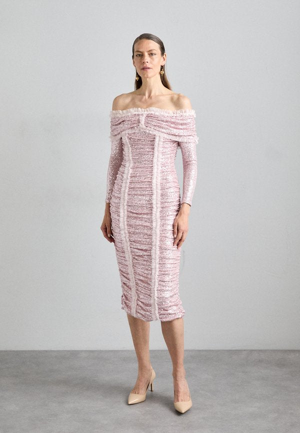 Needle & Thread SUNBEAM ROUCHED OFF SHOULDER BALLERINA DRESS