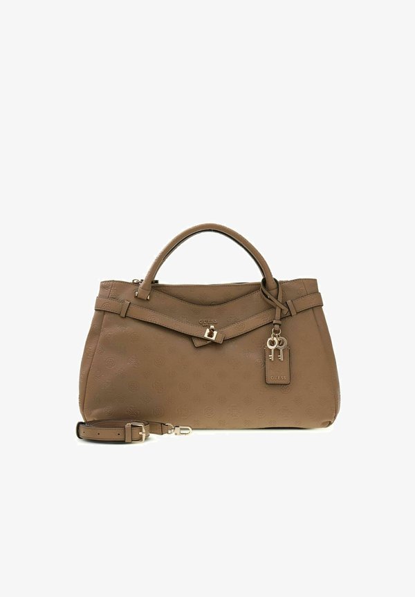 Guess ELLA LOGO GIRLFRIEND SATCHEL - Handbag - beige logo