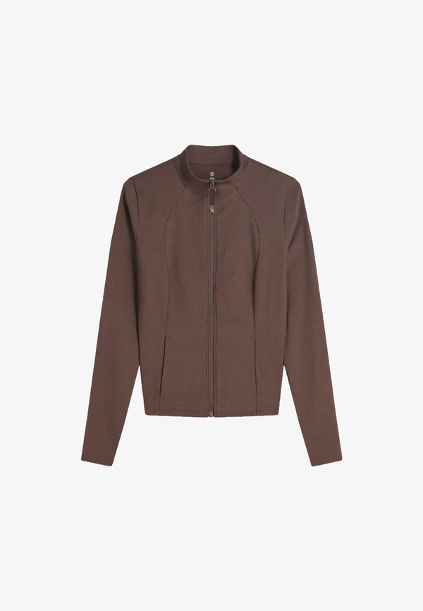 Bershka QUICK-DRY & BREATHABLE ZIP-UP - JACKET ACTIVE - Zip-up sweatshirt - brown