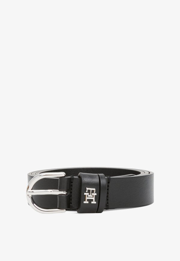 Tommy Hilfiger ESSENTIAL TH MONOGRAM LEATHER BELT - Belt - black