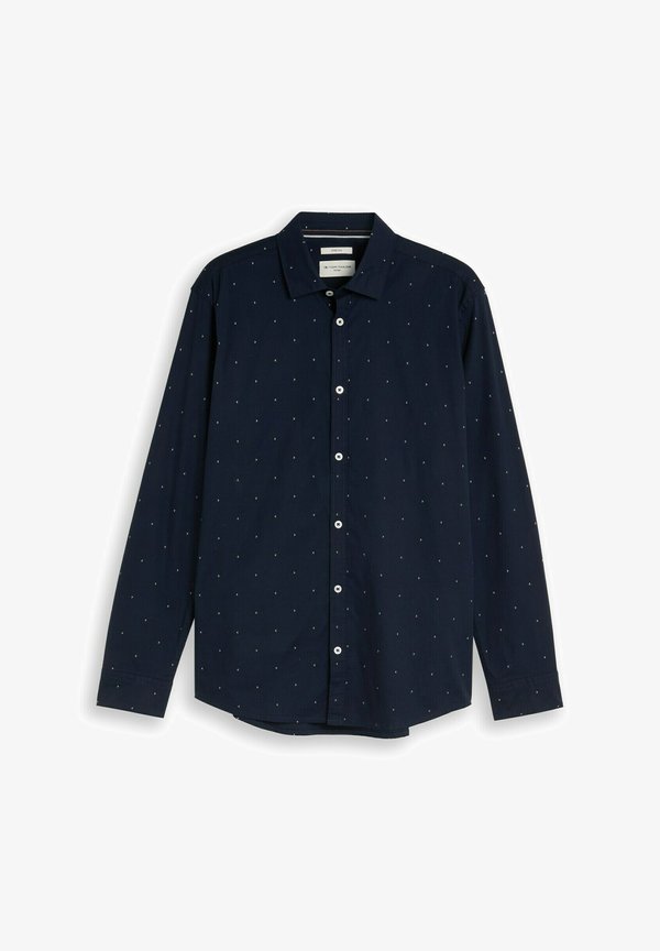 TOM TAILOR TOM TAILOR BLUSEN & SHIRTS FITTED HEMD MIT STRETCH - Shirt - dark blue white dot design