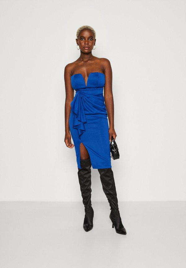 WAL G. SOLANA DRAPED STRAPLESS MIDI