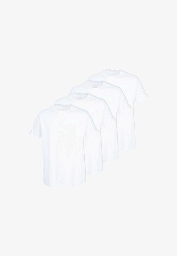 TOM TAILOR TOM TAILOR TOM TAILOR HERREN T-SHIRT, 4ER PACK - LUCKY T, HALBARM, RUNDHALS, EINFARBIG LUCKY T - Basic T-shirt - weiß