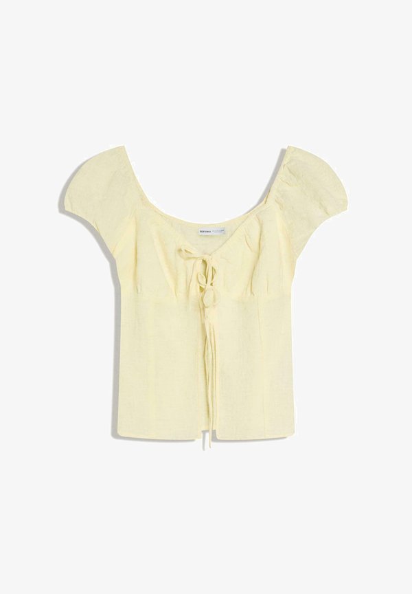 Bershka RUSTIC WITH TIES - Blouse - yellow