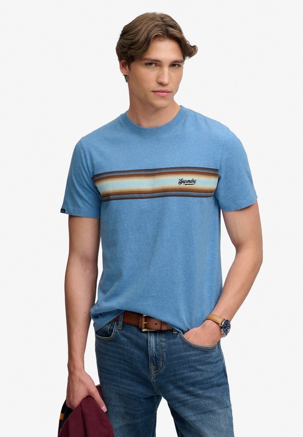 Superdry & Co SUPERDRY OUTDOOR STRIPE LOGO RELAXED T-SHIRT.. - Print T-shirt - cornflower blue marl