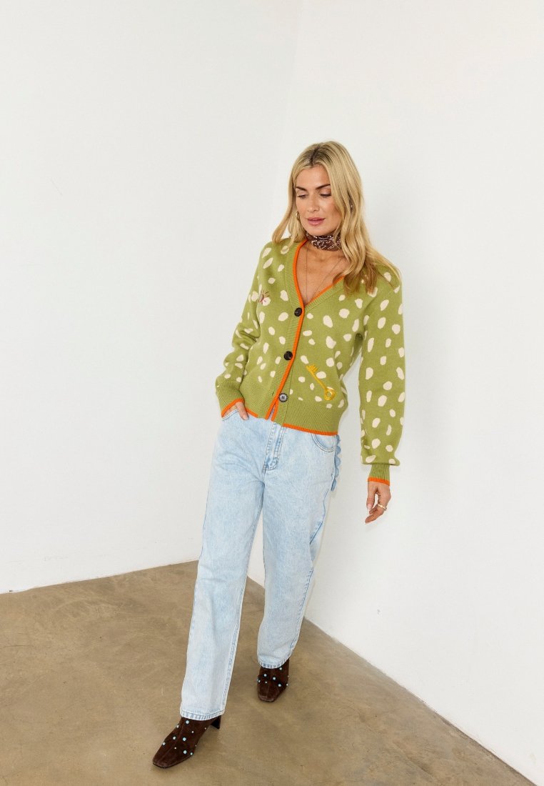 Never Fully Dressed OLIVE FAWN JACQUARD CARDIGAN