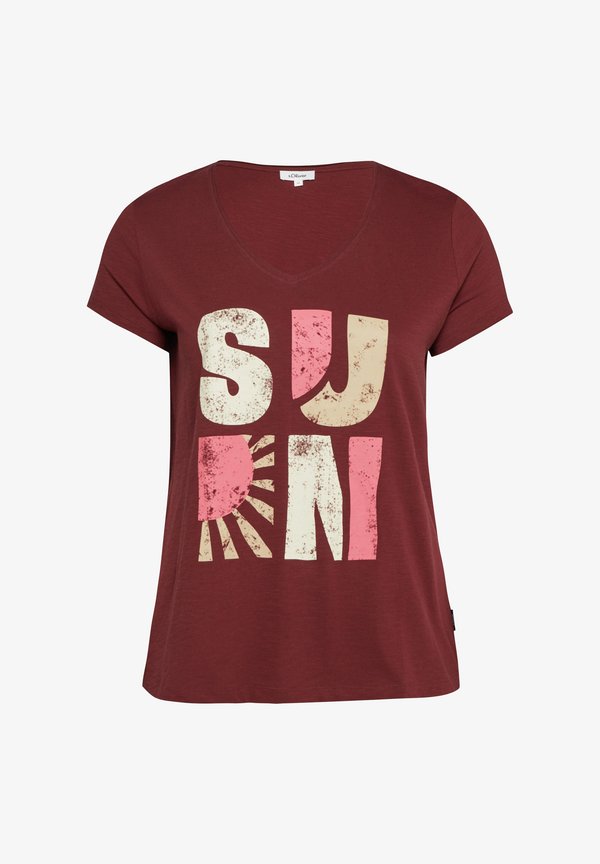 s.Oliver T-SHIRT - Print T-shirt - bordeaux
