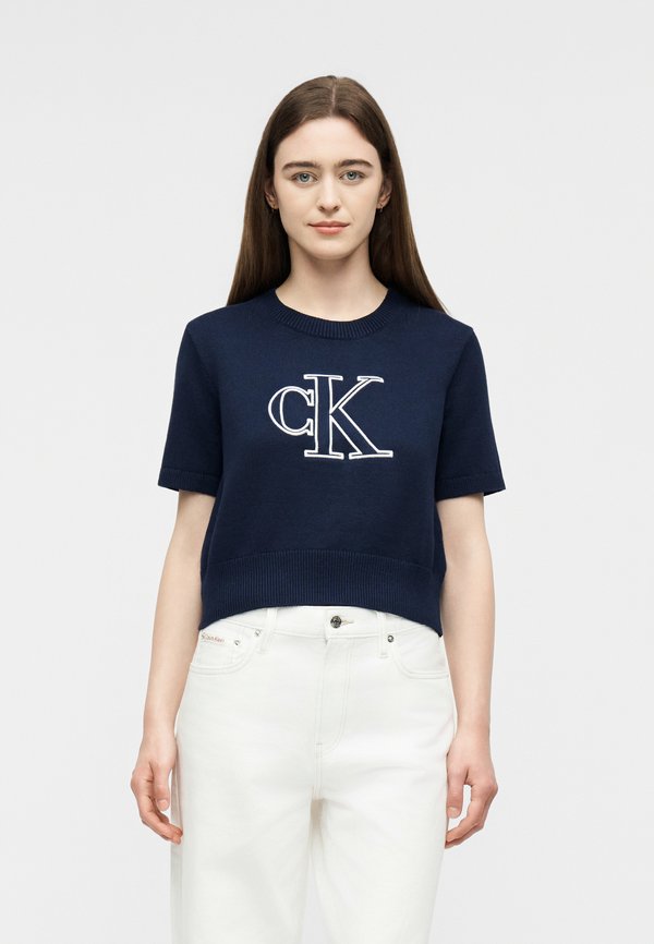 Calvin Klein Jeans LOGO SS TOP - Print T-shirt - evening blue