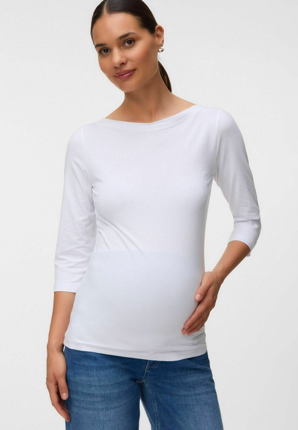 Vero Moda TOP REGULAR FIT BOAT NECK T-SHIRT - Long sleeved top - bright white