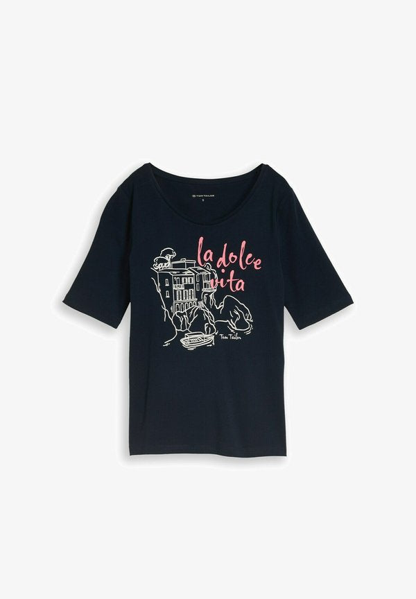 TOM TAILOR T-SHIRT CREW NECK WITH PRINT - Print T-shirt - lunar eclipse
