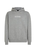Grau Hoodie aus weichem Fleece-Material. Verfügt über eine Kängurutasche und eine Kapuze mit Kordelzug. "The Future Surf Society"-Logo auf der Vorderseite gedruckt.