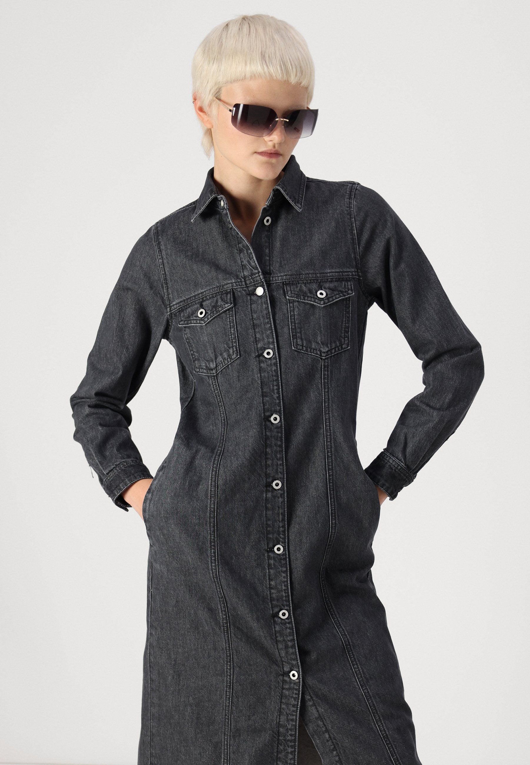 Pepe Jeans MIDI DRESS CHARCOAL