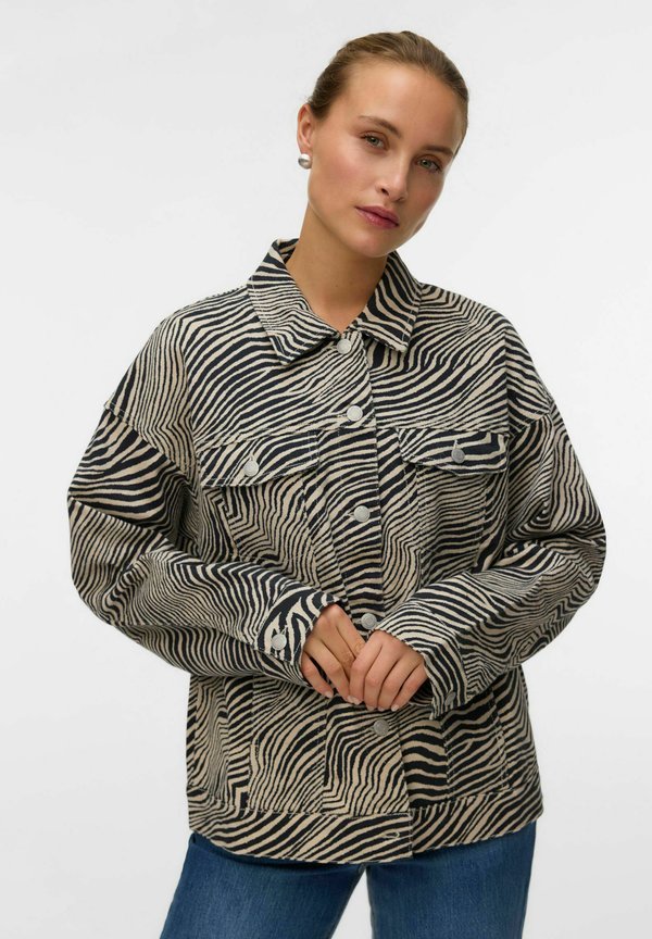Vero Moda VMTESSA OVERSIZE DENIM JACKET - Denim jacket - oatmeal