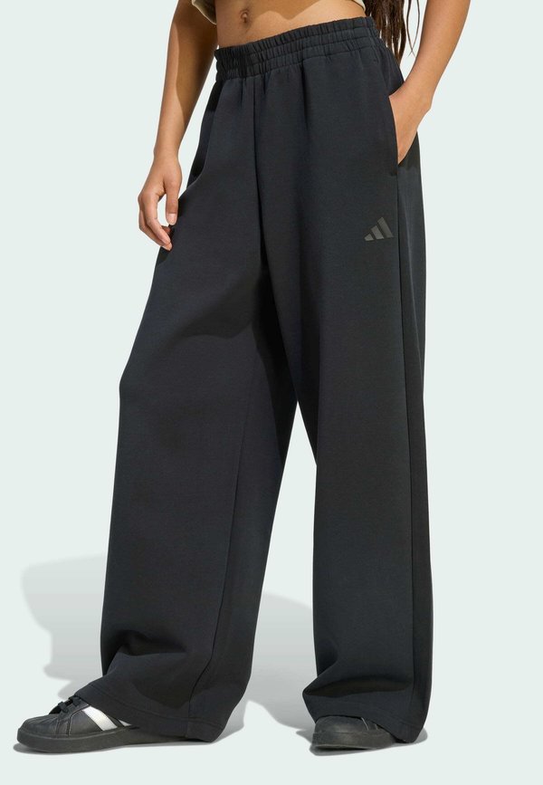 adidas Sportswear SOFT LUX STRAIGHT LEG PANTS - Tracksuit bottoms - black