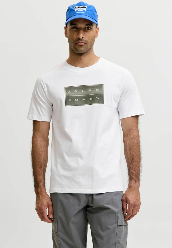 Jack & Jones JCOFUSION BOX PRINT TEE SS CN SN - Print T-shirt - bright white