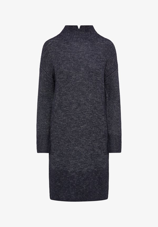 s.Oliver MIT ROLLKRAGEN UND ÜBERSCHNITTENEN SCHULTERN - Jumper dress - navy