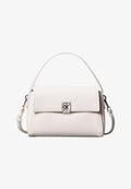 Calvin Klein EMBLEM HW PEBBLE SHOULDER BAG 25 - Handbag - white alyssum
