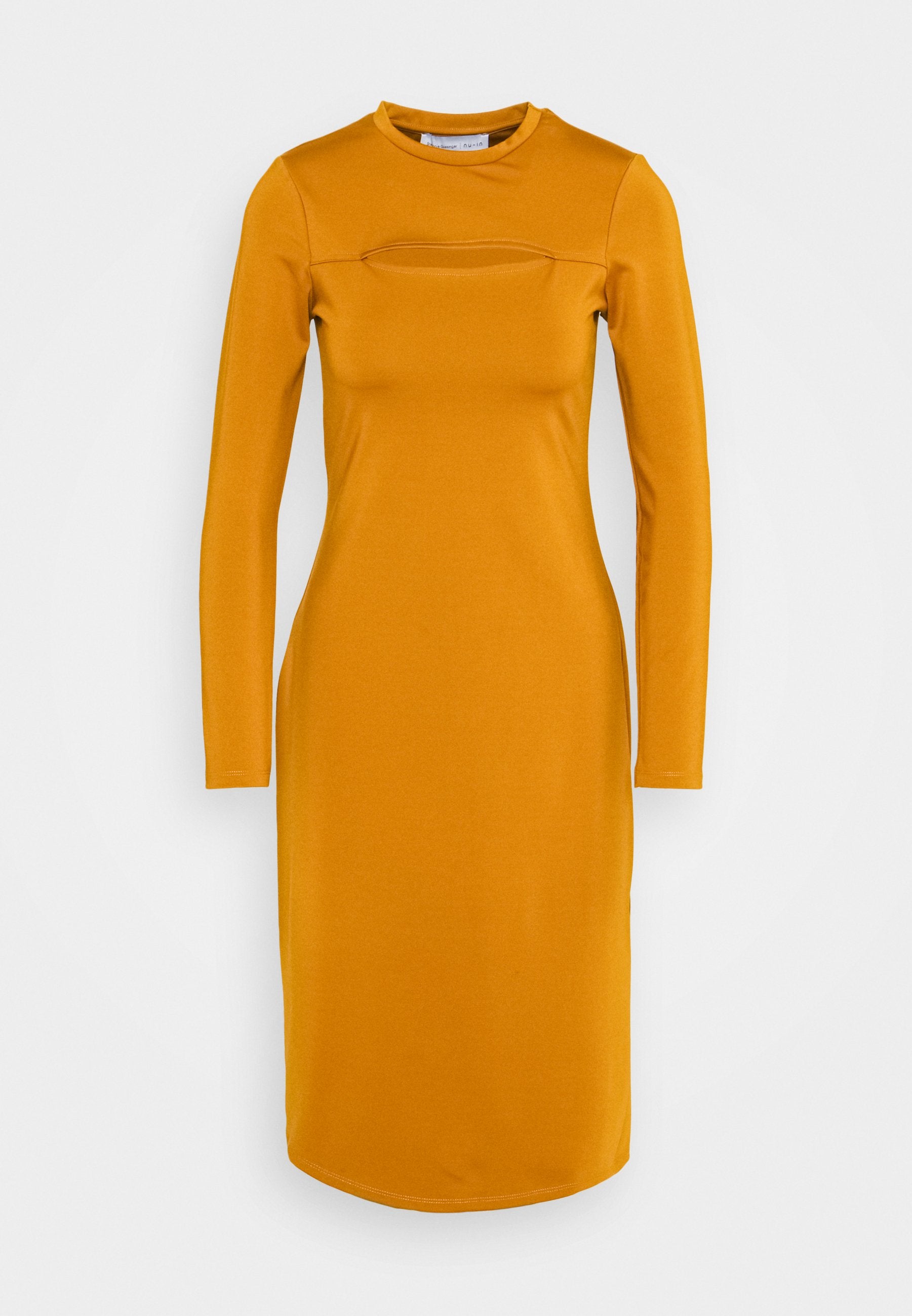 NU-IN STEFANIE GIESINGER CUT OUT MOCK NECK MIDI DRESS