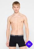 Schwarze Boxershorts aus Baumwolle mit einem weiß gestreiften Bund, der die Nummer "II" zeigt. Die Shorts haben ein figurbetontes Design und seitliche Taschen.