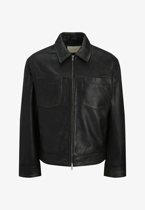 Jack & Jones Leather Leather - Leather jacket - black