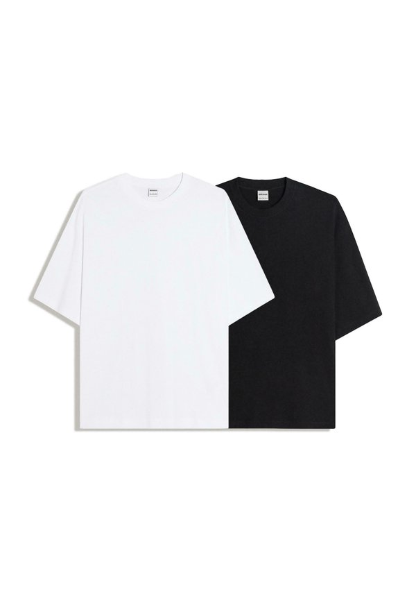 Bershka PACK OF 2 BOXY  - Basic T-shirt - white