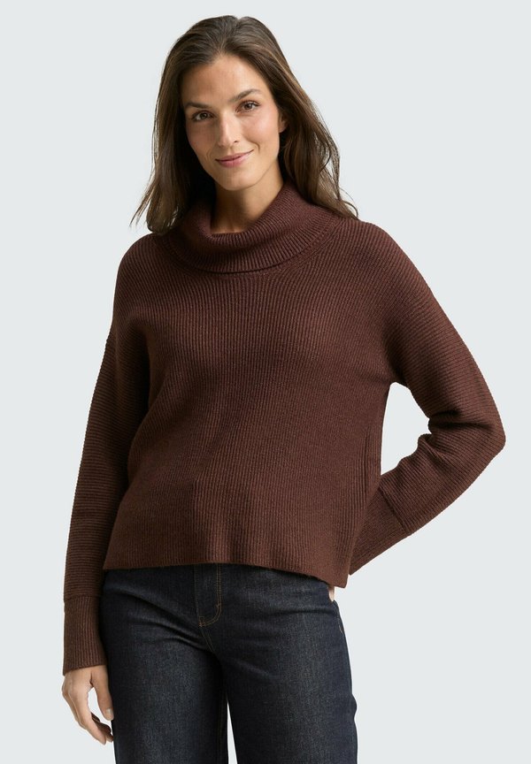TOM TAILOR ROLLKRAGENPULLOVER - Jumper - dark pecan brown melange